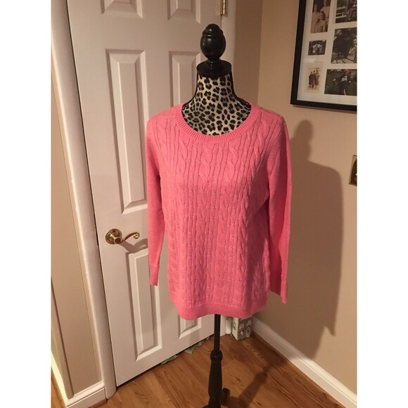 Talbots Sweater Womens XP Green Cable Knit Pullover Long Sleeve Cotton Blend G5 - Picture 1 of 9